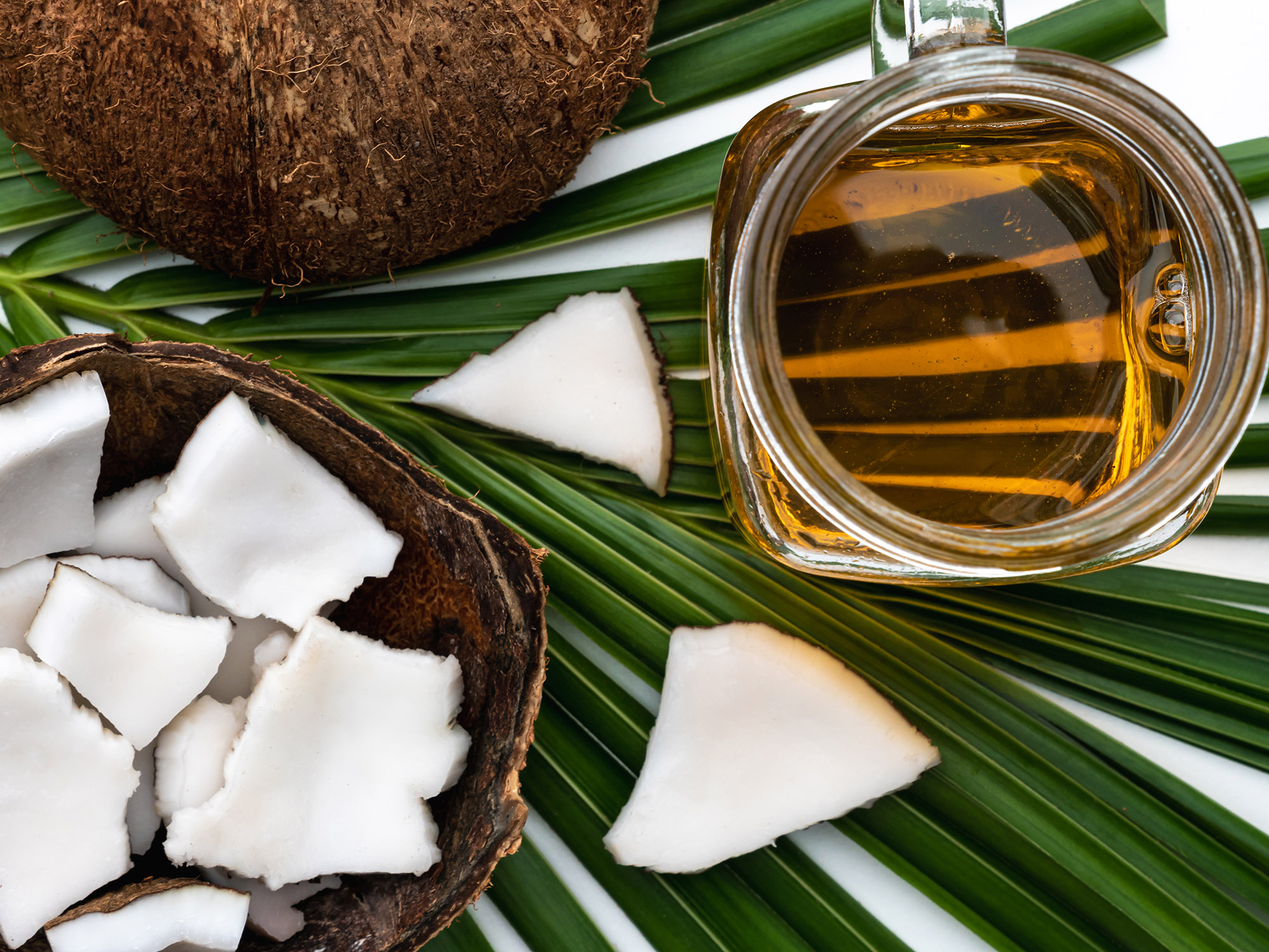 Coconut oil contains MCTs for energy, brain health, cardiovascular health, and healthy cholesterol levels